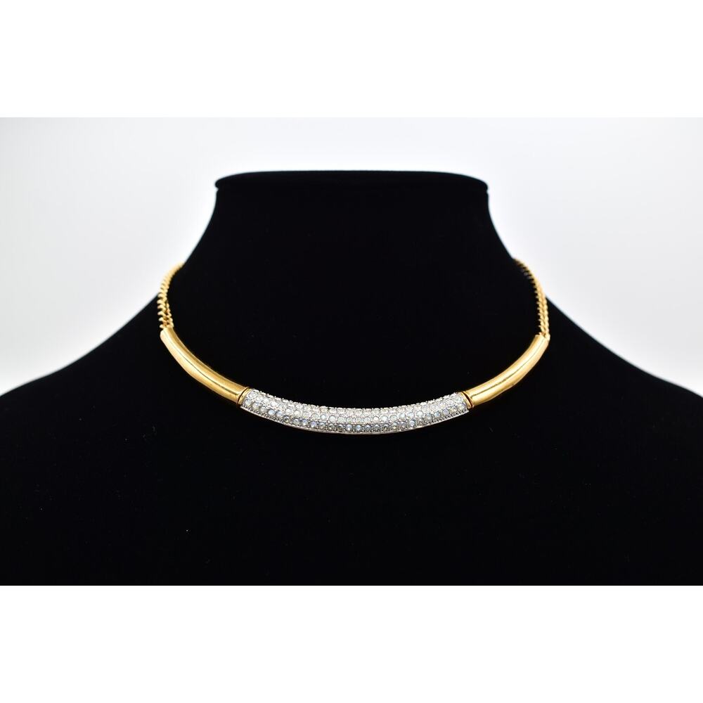 TC TouchStone Crystal Swarovski Collar Necklace Pavé Rhinestone Y2K Signed Bin6B